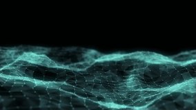 Dark cyberspace in digital background. Abstract technology blue wave with motion glowing dots and lines. Connection big data. Futuristic wireframe texture. Analysis network connection. 3D rendering. - Powered by Shutterstock - Get 15% off with code: PIKWIZARD15