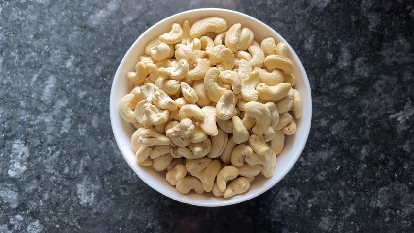 Bowl Full of Cashew Nuts | Fresh Kaju Close-Up and Healthy Dry Fruit Food Concept