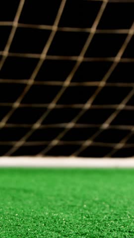 Animation of confetti over soccer ball at stadium. sports, competition and victory concept digitally generated video.