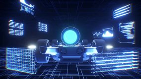 Futuristic Electric Vehicle Chassis with Glowing Battery and Digital Interface Showcasing Advanced Technology and Innovation in Automotive Design and Digital Environment - Powered by Shutterstock - Get 15% off with code: PIKWIZARD15