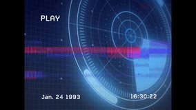 Playback indicator starting radar UI rotating wedge lighting progress-bar flashing purple scanlines. Technology, user interface, sci-fi, data visualization, digital display, futuristic, motion - Powered by Shutterstock - Get 15% off with code: PIKWIZARD15