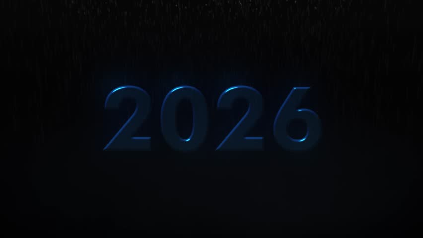 Happy New Year 2026 Metal Style Animation.  2026 New Year Animation. 2026 Rainy Animation