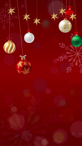 Festive Christmas ornament motion background with sparkling stars, ideal for holiday greetings and seasonal promotions, red festive backdrop, Christmas motion graphics
