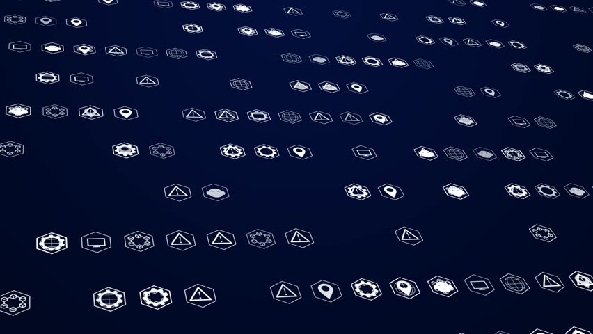 Digital Hexagon Icons Grid Background Loop Futuristic Technology Network And Data Processing Concept For Global Connectivity And Innovation, Futuristic Digital Data Flow: Animated Hexagon Icons Grid - Powered by Shutterstock - Get 15% off with code: PIKWIZARD15