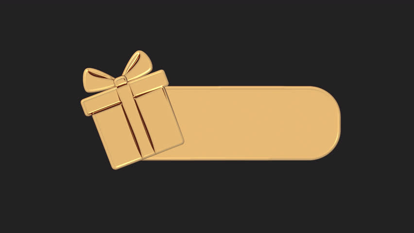 A golden gift box with a bow appears on a gray background, which leaves a golden line behind it. Animation for holidays, sales, discounts and promotions.