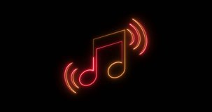 Sound waves and a glowing neon eighth note symbol on a black background in a musical - Powered by Shutterstock - Get 15% off with code: PIKWIZARD15