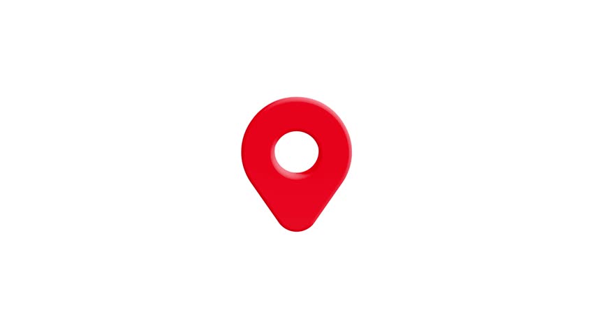3d Animation of Red location pin. location pin on a colorful map background, GPS location pointer animated icon. map, and travel planning featuring red marker pins. 