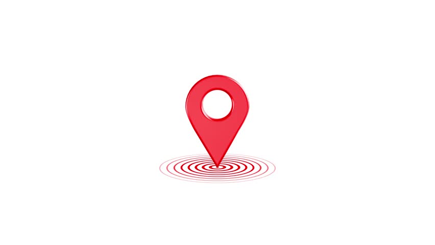 3d Animation of Red location pin. location pin on a colorful map background, GPS location pointer animated icon. map, and travel planning featuring red marker pins. 