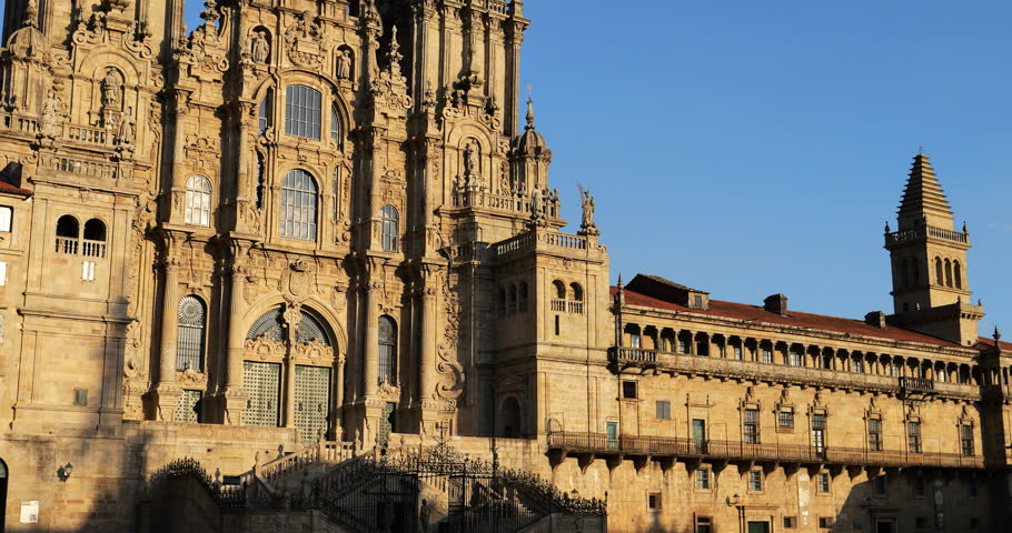 Santiago de Compostela Cathedral. Façade of the Obradoiro. Santiago de Compostela, Spain.