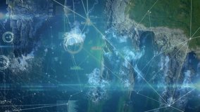 Flickering nodes initiating digital interface buildup on coastal map, mapping network data flow. Cybersecurity, connectivity, visualization, technology, data, analytics, futuristic - Powered by Shutterstock - Get 15% off with code: PIKWIZARD15