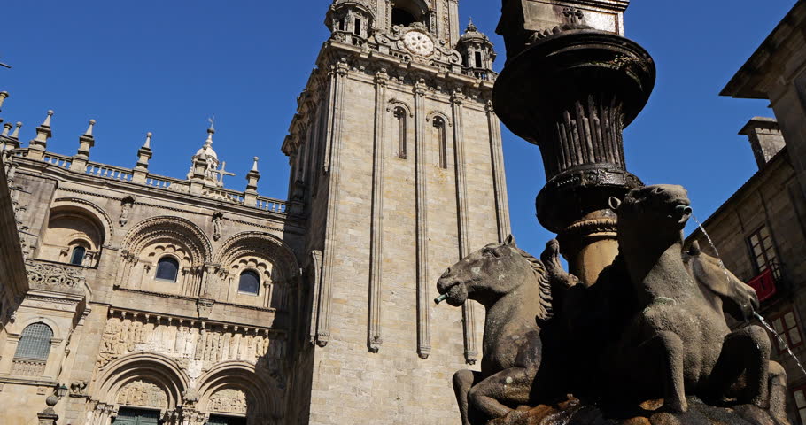 Santiago de Compostela Cathedral. The South facade or das Pratarias. Santiago de Compostela, Spain.