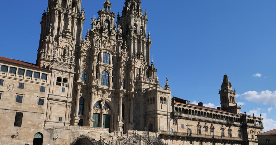 Santiago de Compostela Cathedral. Façade of the Obradoiro. Santiago de Compostela, Spain.