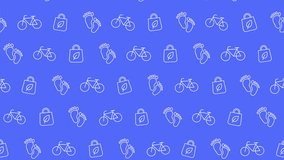Earth day pattern black bicycle footprint bag outline background 4K video - Powered by Shutterstock - Get 15% off with code: PIKWIZARD15
