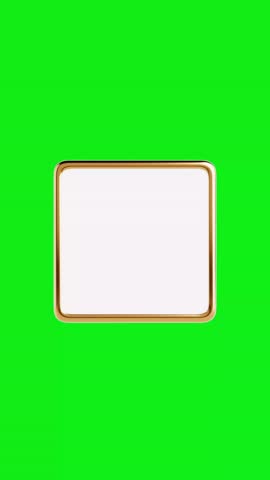 4k Resolution Vertical Video for Social Media:  Golden Metal Badge Pin. Blank Square Gold Lapel Pin Mockup With Safety Clasp Seamless Looped Rotating On Green Screen Background With Alpha Matte