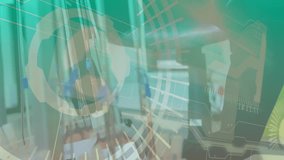 Swirling turquoise overlay revealing doctor lifting heart model and inspecting pulsing patient data. Futuristic, innovation, healthcare, technology, diagnostic, analysis, visualization - Powered by Shutterstock - Get 15% off with code: PIKWIZARD15