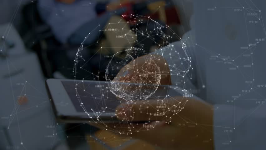 Researcher holding smartphone and activating holographic network globe for data insights in lab. Technology, innovation, collaboration, visualization, science, digital, connectivity - Powered by Shutterstock - Get 15% off with code: PIKWIZARD15