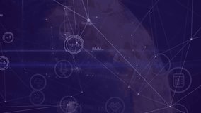 At start globe outline appearing rotating while network lines connecting nodes for global network. Futuristic, technology, connectivity, innovation, digital, cyberspace, abstract - Powered by Shutterstock - Get 15% off with code: PIKWIZARD15