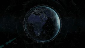 First numeric string appearing at center causing numbers orbiting globe showing data flow in grid. Technology, digital, cyberspace, data, futuristic, innovation, network - Powered by Shutterstock - Get 15% off with code: PIKWIZARD15