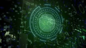 Opening sequence revealing holographic globe rotating and scanning data and visualizing flow. Technology, visualization, digital, futuristic, interface, data, animation - Powered by Shutterstock - Get 15% off with code: PIKWIZARD15