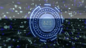 Circular interface materializing as display cycling segments pulsing shifting to show data flow. Technology, futurism, digital, interface, data, visualization, innovation - Powered by Shutterstock - Get 15% off with code: PIKWIZARD15