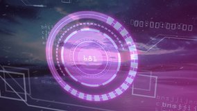 Scene start activating HUD displaying rotating rings, pulsing arcs, cycling numbers for tracking. Futuristic, technology, interface, digital, sci-fi, data, visualization - Powered by Shutterstock - Get 15% off with code: PIKWIZARD15