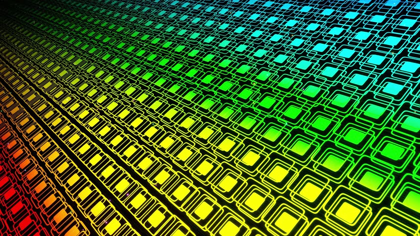 Abstract sci-fi dreamscape unfolds in vibrant hues. Soar above a mesmerizing 3D hologram, where neon lights illuminate a complex pattern of simple shapes. Perfect for creating a futuristic and