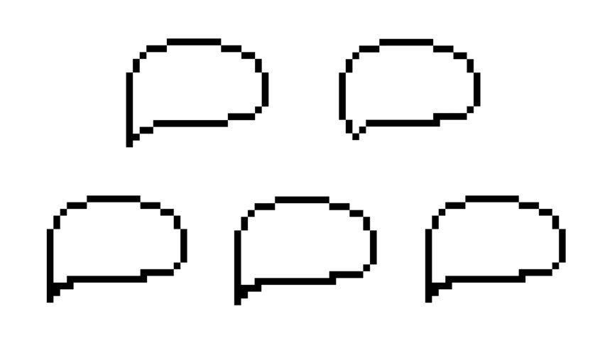 pixel chat bubble animation on white and green screen