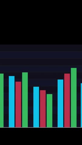 Animation of colorful bar graph with floating numerical values in school setting. Charts, statistics, data, educational, analytics, technology