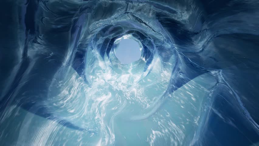 Snow ice cave inside tunnel frozen environment 4k. 3D Illustration