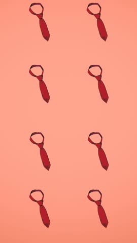 Animation of red tie repeated on red backgroud. fashion and accessories background pattern concept digital animation.