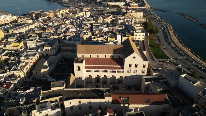 Drone video showing the historic Russian Orthodox Church in Bari, Italy.