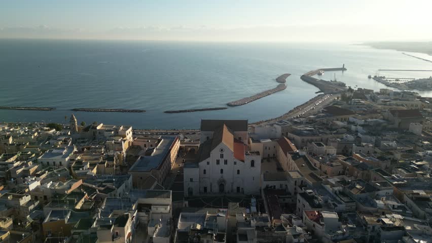 Drone footage of the Russian Orthodox Church of Saint Nicholas in Bari, Puglia, Italy.