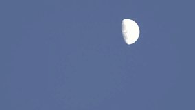 Moon Rises in Crepuscular Sky, Half Moon in Dusk Light View, Evening Background - Powered by Shutterstock - Get 15% off with code: PIKWIZARD15