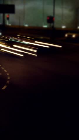 Social media interaction icons animation over night traffic scene. urban, digital, technology, communication, connectivity, network