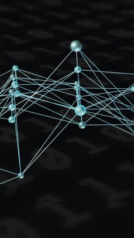 Network of connections and binary coding, data processing animation. Technology, digital, connectivity, algorithm, cybersecurity, information