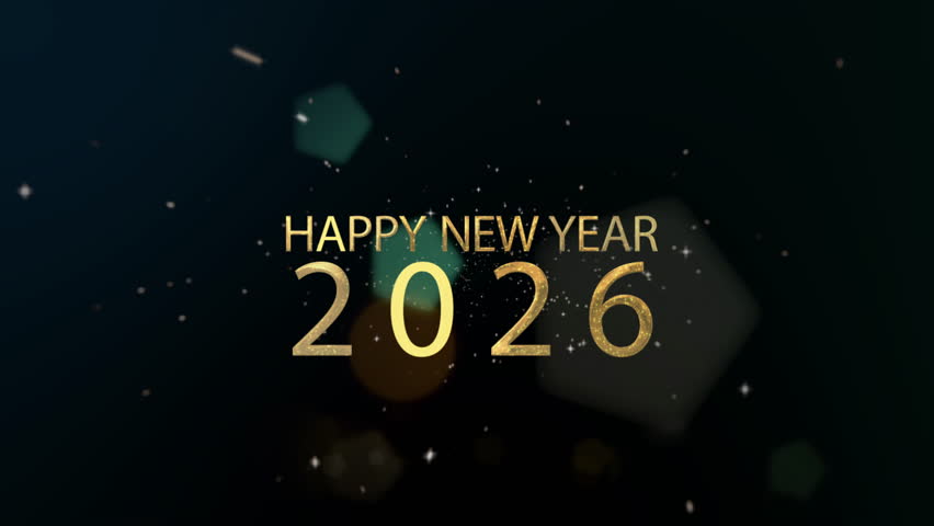 New year 2026, beautiful background, new year celebration. Animated text that says Happy New Year 2026. 3D Illustration. 3D Illustration