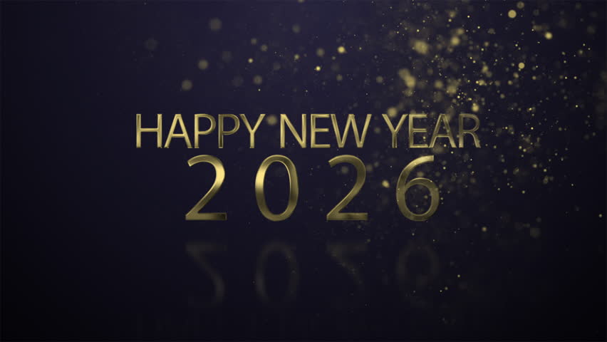 New year 2026, beautiful background, new year celebration. Animated text that says Happy New Year 2026. 3D Illustration. 3D Illustration