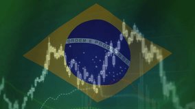 The Brazilian flag, and stocks. Symbolizing Intersection of National Economy, Global Markets, and Investment. Brazil's Stock Market and Currency. - Powered by Shutterstock - Get 15% off with code: PIKWIZARD15