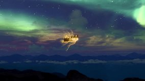 Santa Claus flies on a sleigh on Christmas night - Powered by Shutterstock - Get 15% off with code: PIKWIZARD15