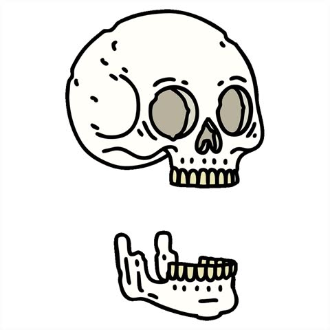 Simple looping animated tattoo in traditional style of a skull