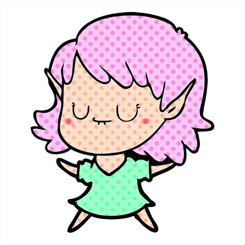 Simple looping animated happy cartoon elf girl
