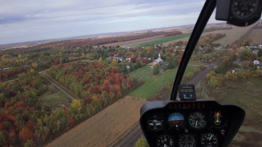 Laurentides Region In Fall Colours In Quebec, Canada, Seen From A Helicopter - POV