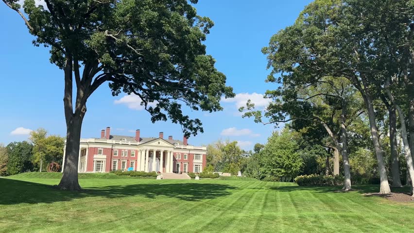 Driehaus Estate, Glansworth Gardens Historic Mansion On Lake Geneva, Wisconsin, United States. POV Wide Shot