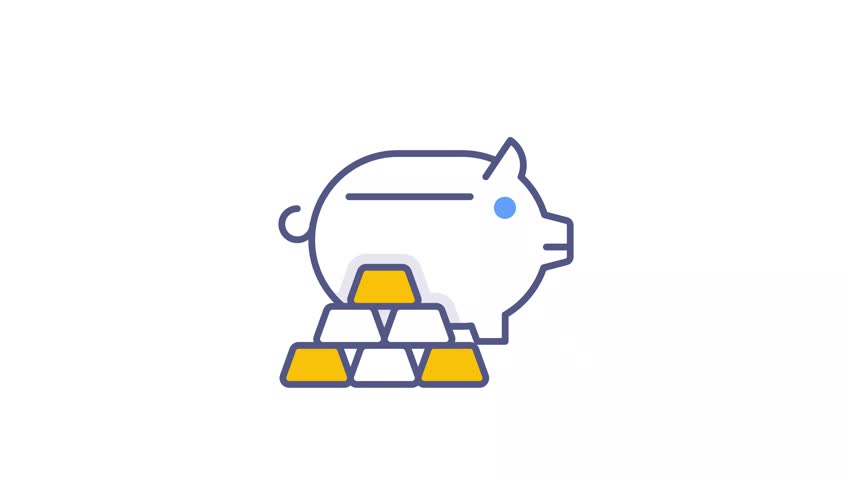 piggy bank, money, banking, Saving money, Premium quality vector illustration video concept. flat line icon video symbol.