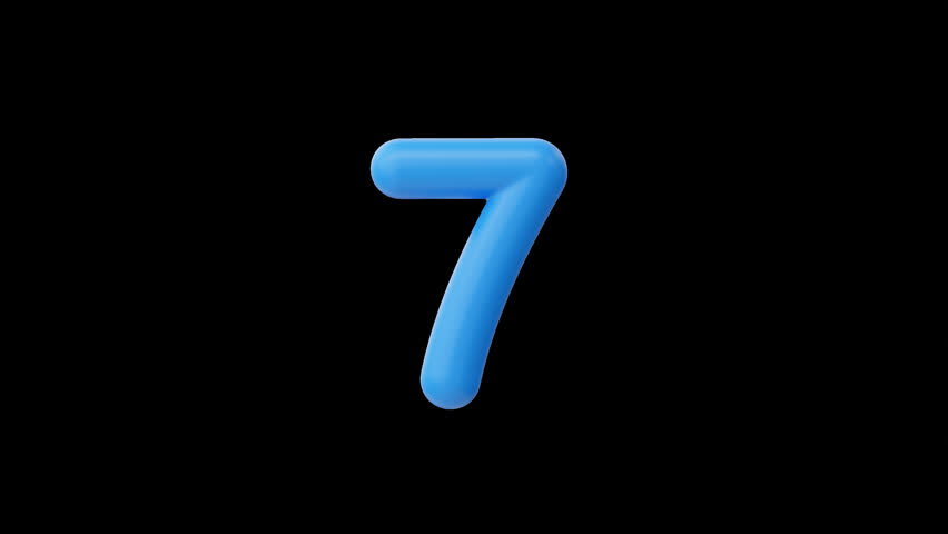 3d Number 7 Icon Rotating on Transparent Background