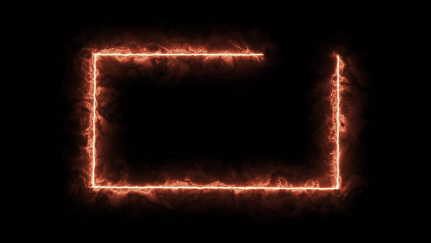 4K Electric Fire Energy Frame Loop - Burning Neon Rectangle Reveal Overlay