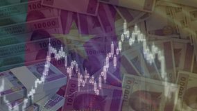 The Cameroonian flag, Central African CFA franc bills (XAF), and stocks. Symbolizing Intersection of National Economy, Global Markets, and Investment. Cameroon's Stock Market and Currency. - Powered by Shutterstock - Get 15% off with code: PIKWIZARD15
