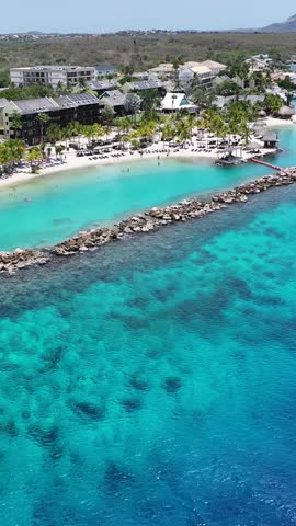 Caribbean Skyline At Willemstad In Netherlands Curacao. Beach Landscape. Caribbean Island. Willemstad At Netherlands Curacao. Seascape Outdoor. Nature Tourism.