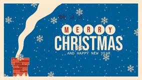 Looping 4K animation of a snowy Christmas night featuring a smoking chimney and Santa’s sleigh flying in the sky. Ideal for holiday greetings, festive promos, intros, and digital Christmas cards. - Powered by Shutterstock - Get 15% off with code: PIKWIZARD15