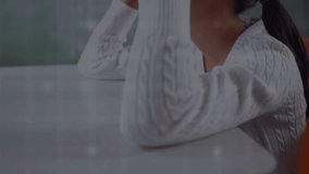 Classroom student raising VR headset, adjusting fit, digital overlay fading, entering VR world. Futuristic, education, innovation, youth, technology, immersive, digital - Powered by Shutterstock - Get 15% off with code: PIKWIZARD15